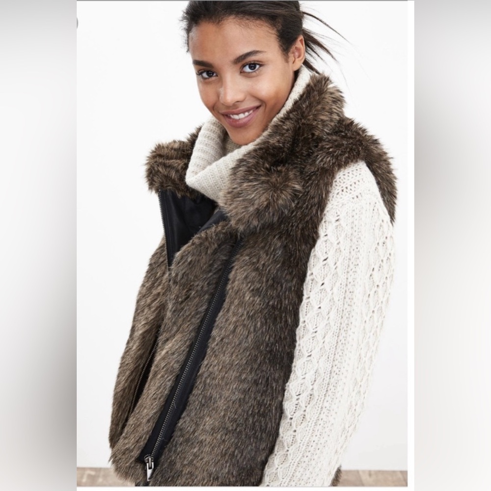 Banana Republic Faux Fur Asymmetrical Vest